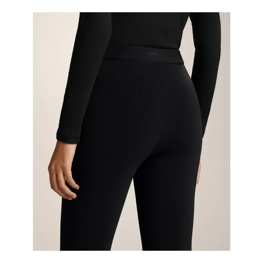 Oysho Womens Leggings Medium Black Ankle High Rise Super Extra Warm Seamless NWT
